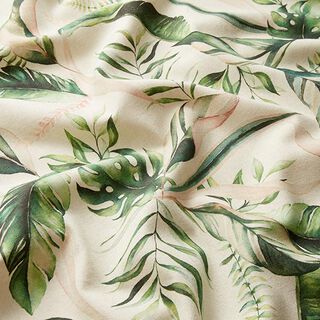 Decostof half panama bladeren – groen/natuur, 