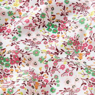 Katoenen batist bloemenweide – wit/pink, 