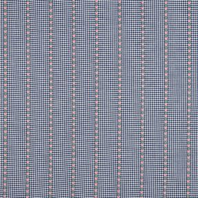 Katoenen stof Jacquard Cheques en bloemen – oceaanblauw/wit,  Katoenen stof Jacquard Cheques en bloemen – oceaanblauw/wit,