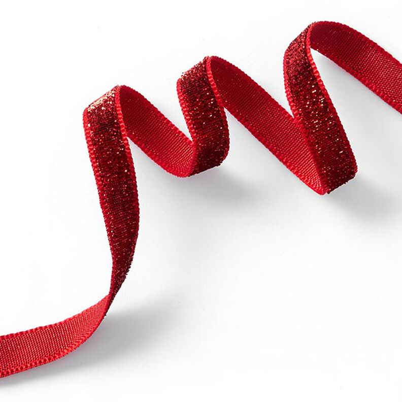 Fluweelband Effen Metallic [10 mm] – karmijnrood,  image number 1