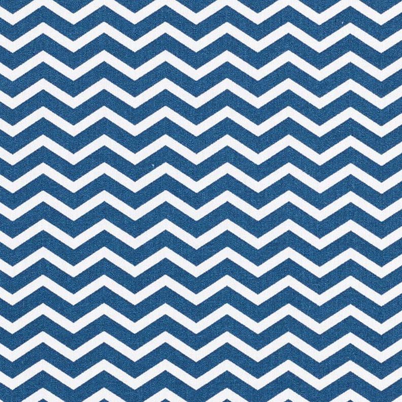 Katoenen stof Cretonne Zigzag – marineblauw/wit,  image number 1