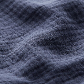 Mousseline/dubbel gehaakte stoffen – jeansblauw | Stofrestant 60cm, 