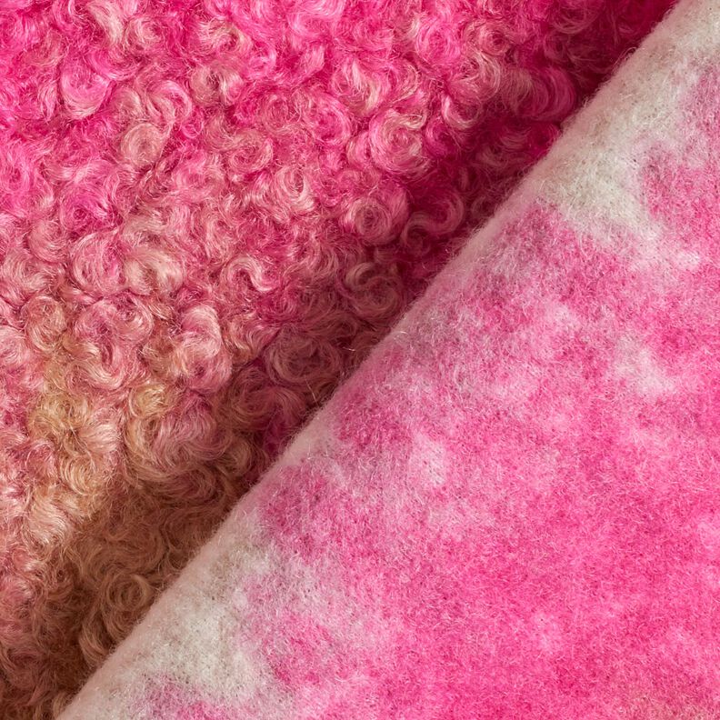 Mantelstof Tricot bouclé kleurverloop – cashew/pink, image number 4