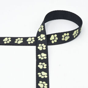 Reflecterende geweven tape Hondenriem Pootjes [20 mm] – zwart, 