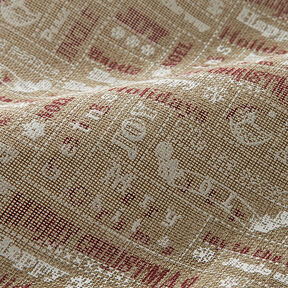 Decostof Kerstcollage jute-look – duingeel/wit, 