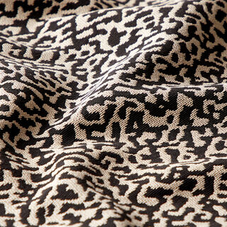 Meubelstof jacquard abstract luipaardmotief groot – zwart/zand, 