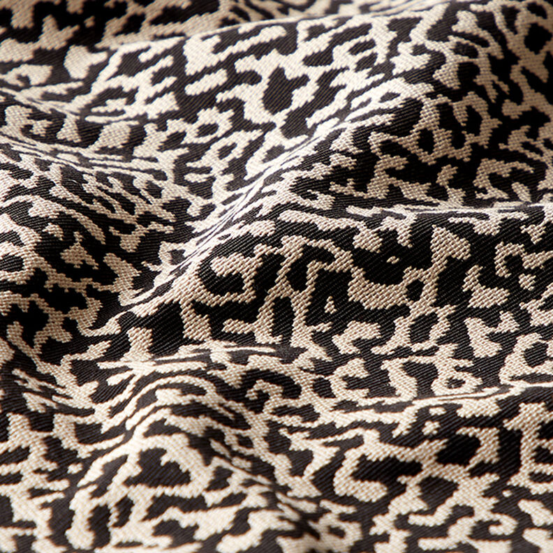 Meubelstof jacquard abstract luipaardmotief groot – zwart/zand,  image number 2