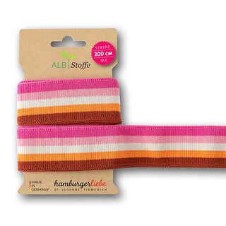 Biologische boordstof Stripe Me Icon  [200 cm | 3,5 cm] | Albstoffe – pink/oranje, 