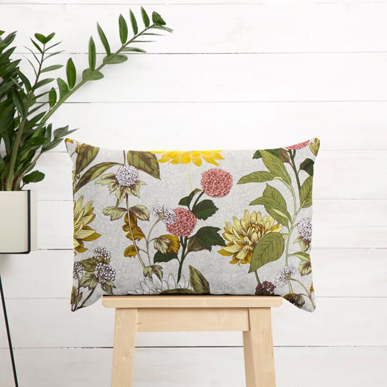 Decostof panama bloemenprint – nevelgrijs, image number 7