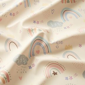 Regenjasstof kleurrijke regenbogen Digitaal printen – creme, 