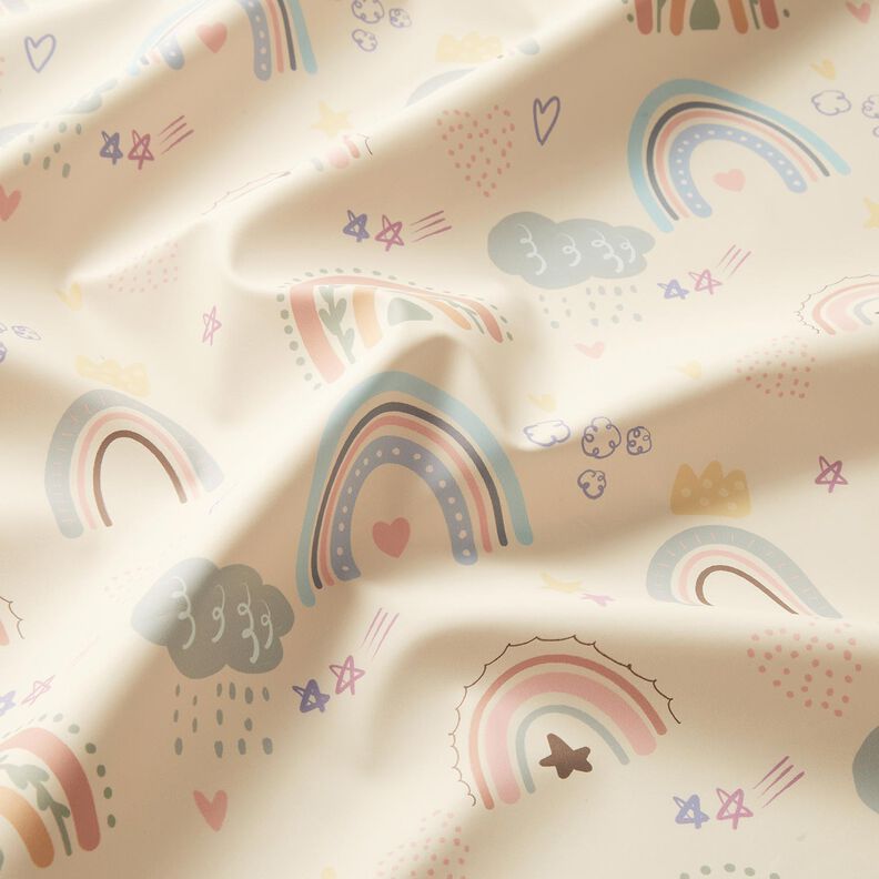 Regenjasstof kleurrijke regenbogen Digitaal printen – creme,  image number 3