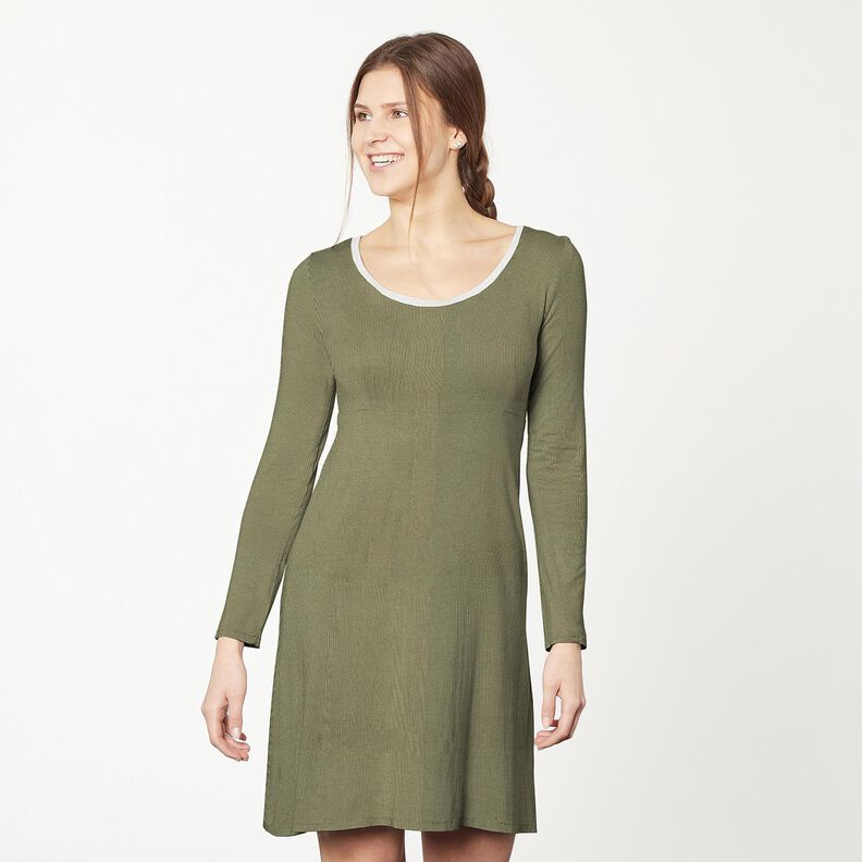 Ribjersey fijne 2-1-1-1 ribbels – licht kaki,  image number 7