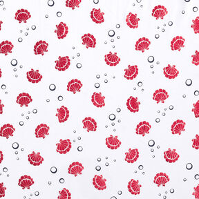 Katoenjersey Schelpen Metallic – wit/rood, 