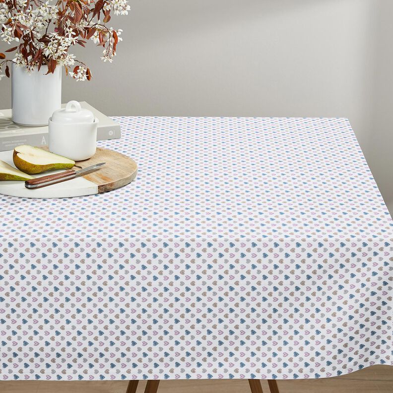 Katoenen stof Popeline Lieve hartjes – wit/pastelviolet,  image number 7