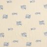 Mousseline/dubbel gehaakte stoffen opgestikte vis | Poppy Fabrics – ecru/koningsblauw,  thumbnail number 1