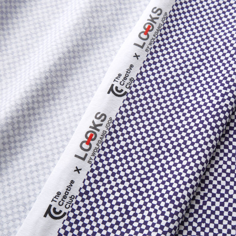 GOTS Katoenjersey Mini geruit | TCC x LOOKS by Wolfgang Joop – blauwlila/wit,  image number 4