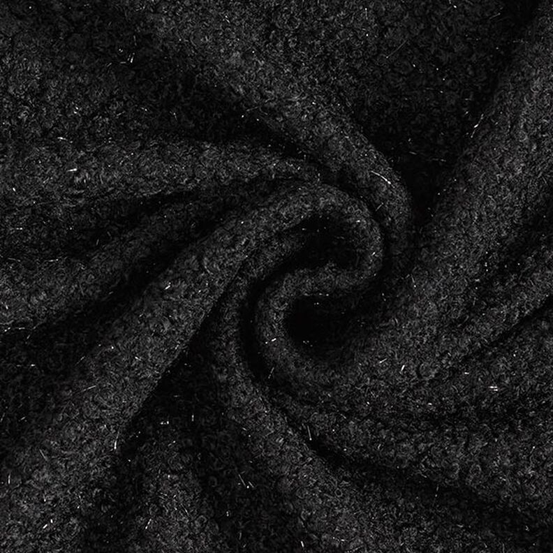 Breiwerk bouclé glanzende draden – zwart,  image number 1