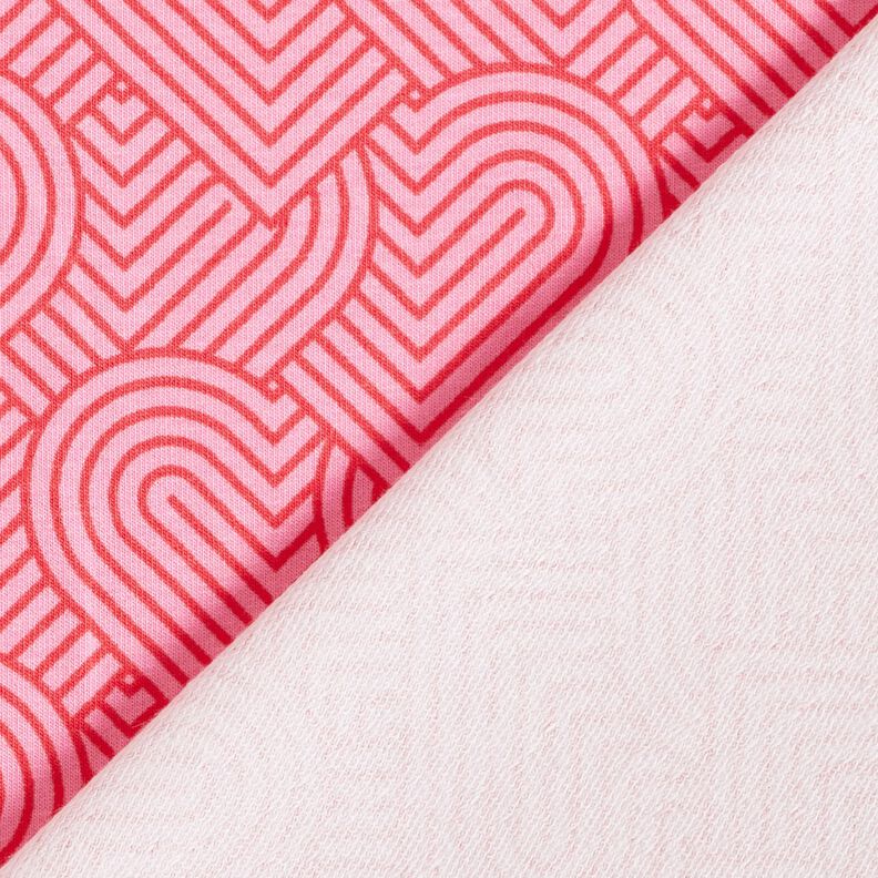 French Terry sommersweat Overlappende harten – roze/vuurrood,  image number 4