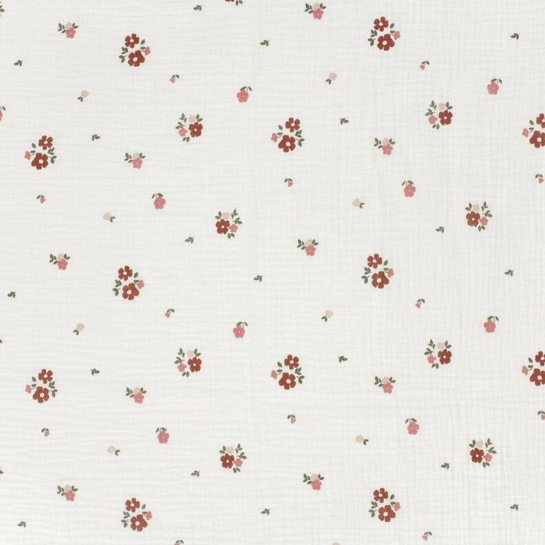 Mousseline/dubbel gehaakte stoffen Bloemen – wit, image number 1