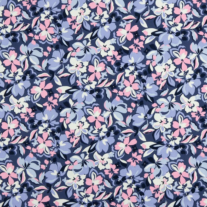 Sommersweat Grote bloemen | Poppy Fabrics – jeansblauw,  image number 1