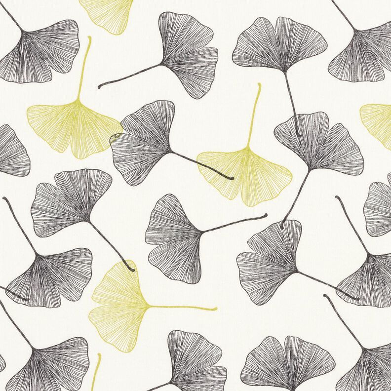 Katoenjersey Gingko-bladeren – ecru/zachtgroen,  image number 1