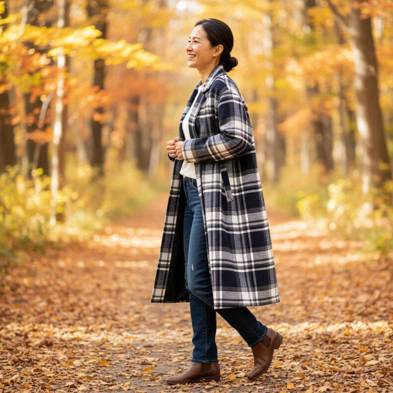 Jasstof met bonten detail geruit &ndash; nachtblauw/leigrijs,  image number 6