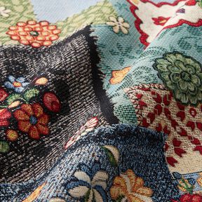 Decostof Gobelin Jeanspatchwork – lichtbeige/jeansblauw, 