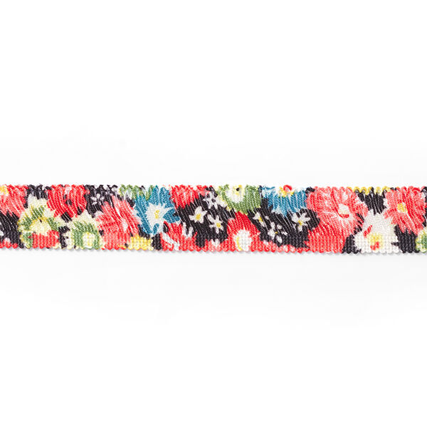 Franjeband Bloemen [30 mm] – zwart/rood,  image number 2