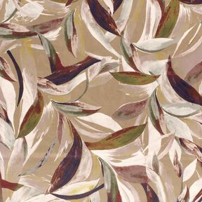 Stretch velours bladweefsel – mocca/bordeauxrood, 