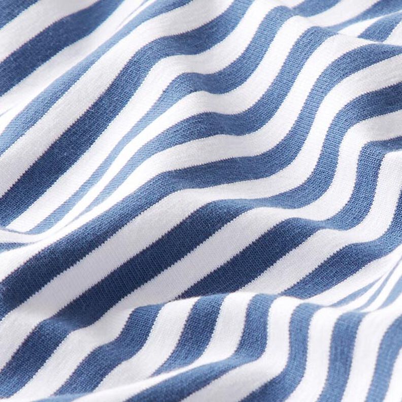 Katoenjersey smalle strepen – jeansblauw/wit,  image number 2