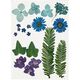 Geperste bloemen & Bladeren [19 delig] - blauw/groen,  thumbnail number 1