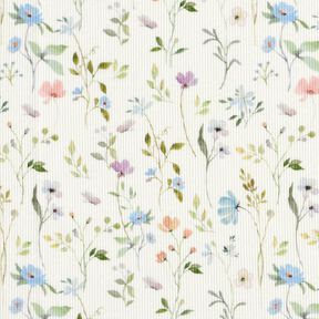 Ribjersey Aquarel bloemenweide – ivoor, 