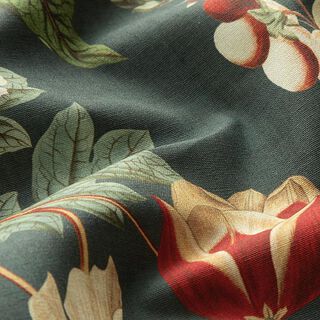 Decostof Canvas Nostalgische bloemen – donkergroen, 