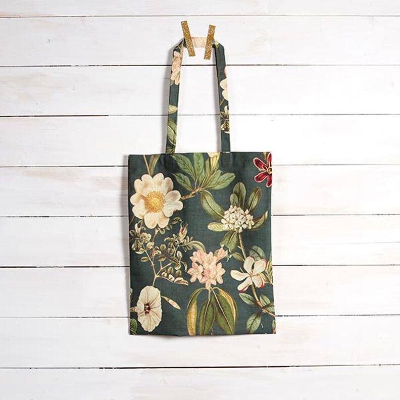 Decostof Canvas Nostalgische bloemen – donkergroen,  image number 6