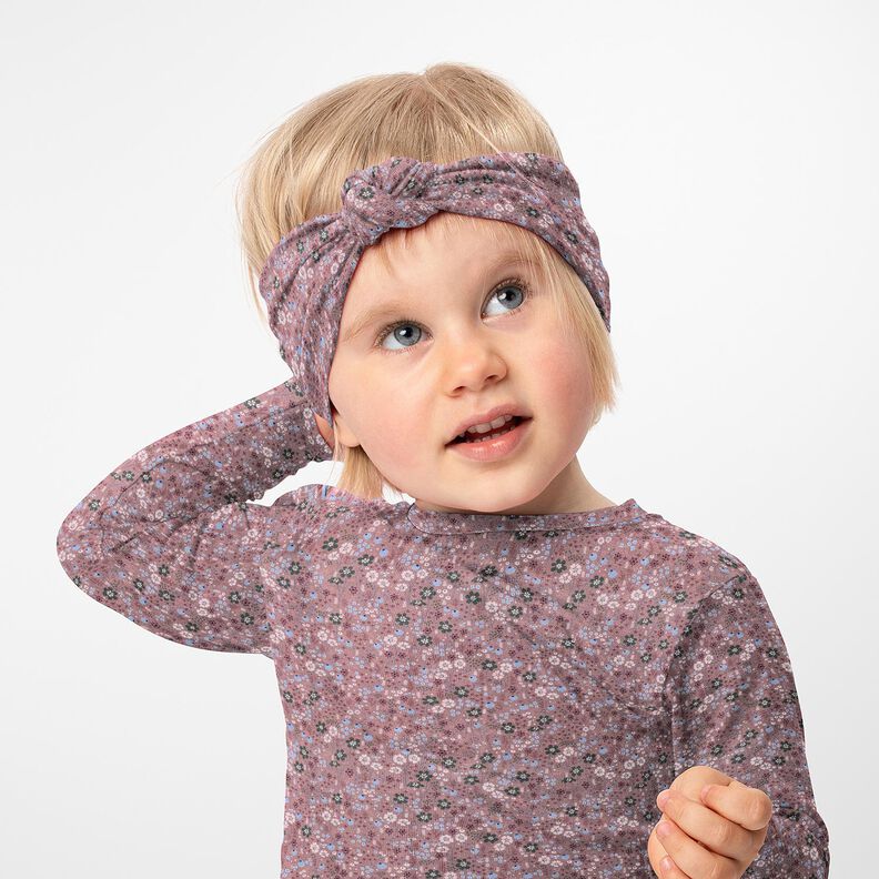 Katoenjersey Bosbloemenweide Digitaal printen – donker oudroze,  image number 5