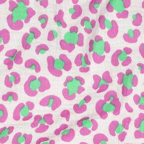 Mousseline/dubbel gehaakte stoffen kleurrijke luipaardprint | Poppy Fabrics – ivoor/lichtgroen, 