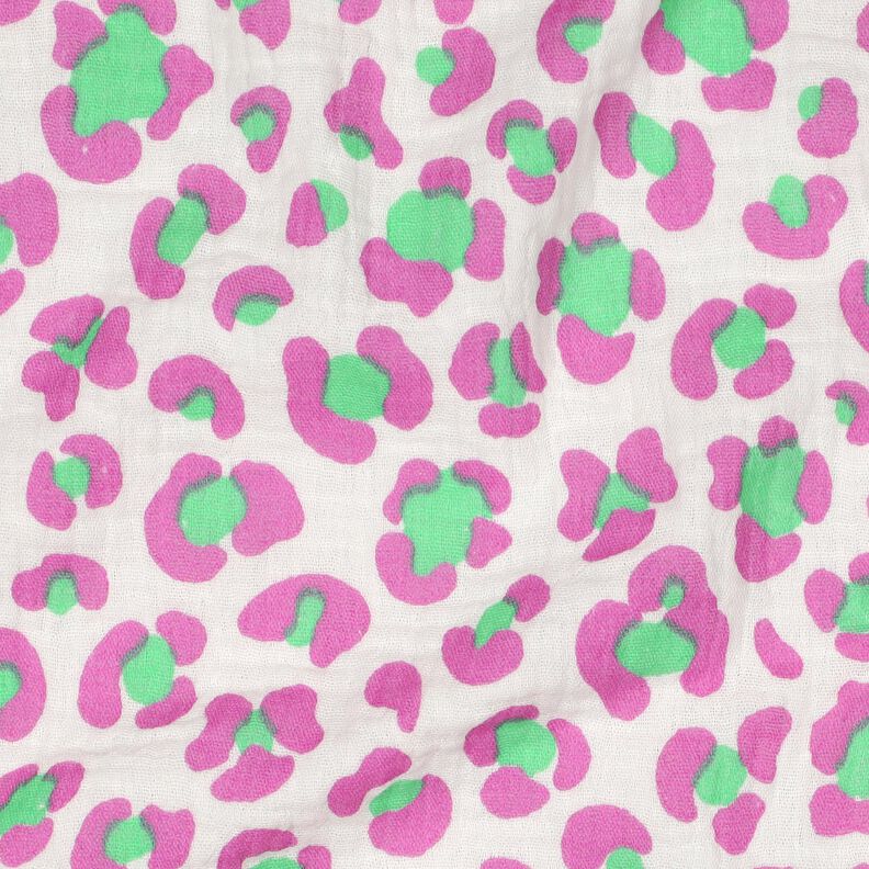 Mousseline/dubbel gehaakte stoffen kleurrijke luipaardprint | Poppy Fabrics – ivoor/lichtgroen, image number 2