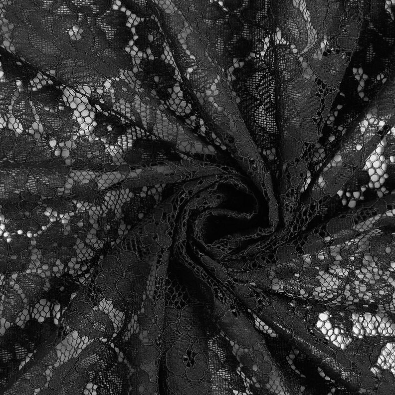 Fijn kantstof bloemenmotief – zwart,  image number 4