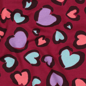 Sweatshirt geruwd kleurrijke harten | Poppy Fabrics – framboos, 