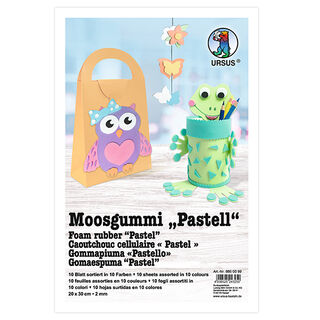 Schuimrubber-set Pastel 20cm x 30cm [2mm], 10 Blad, 