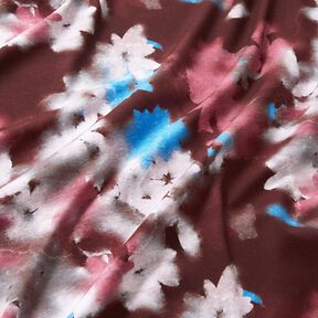 Katoenjersey Wazige bloemen digitale print &ndash; merlot/blauw, 