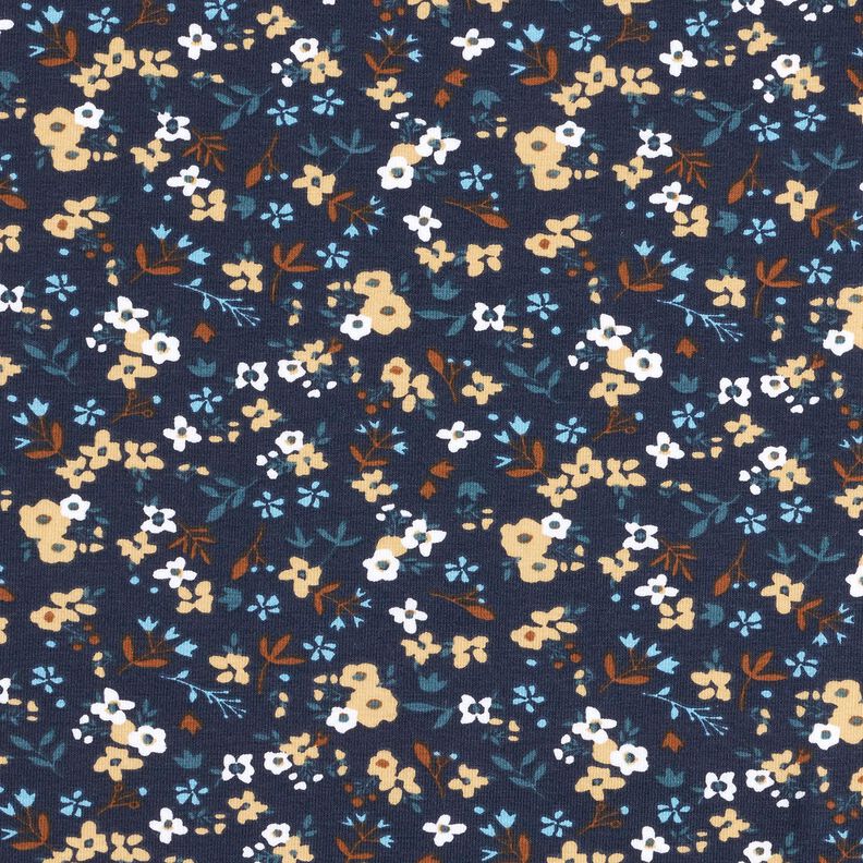 Katoenjersey Millefleurs – nachtblauw,  image number 1