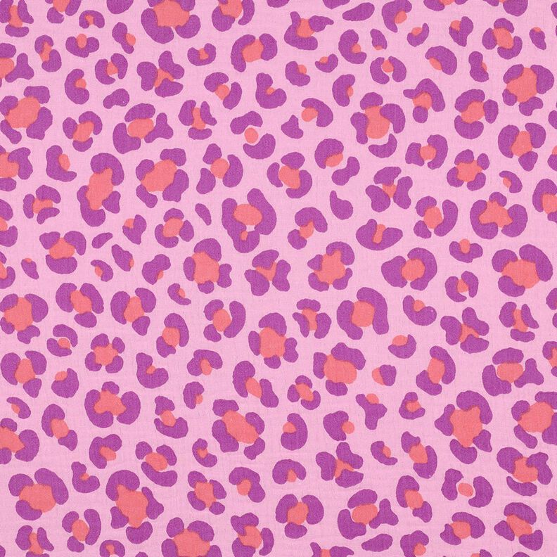 Mousseline/dubbel gehaakte stoffen kleurrijke luipaardprint | Poppy Fabrics – pastelviolet/roodlila, image number 1