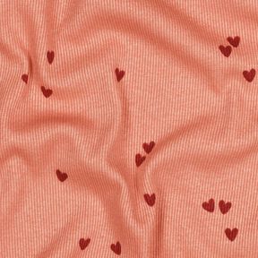 Ribjersey verspreide harten | Poppy Fabrics – zalm/donkerrood, 