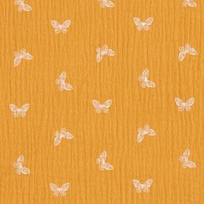 Mousseline/dubbel gehaakte stoffen delicate vlinders – currygeel, 