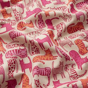 Decostof Half panama Kleurrijke katten – natuur/purper, 