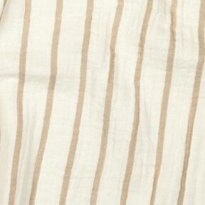 Mousseline/dubbel gehaakte stoffen garengeverfde strepen  | Poppy Fabrics – amandel/ecru, 