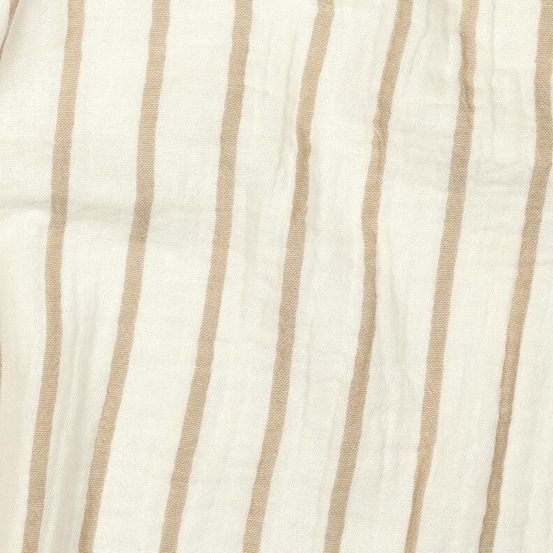 Mousseline/dubbel gehaakte stoffen garengeverfde strepen | Poppy Fabrics – amandel/ecru, image number 2
