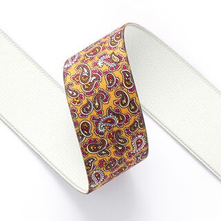 Elastiek paisley  [ 3,5 cm ] – geel/donkerbruin, 