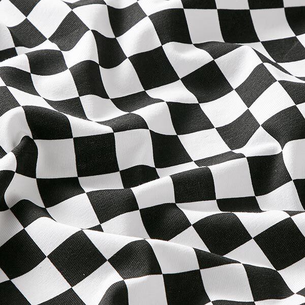 Katoenjersey Schaakbord [18 mm] – zwart/wit,  image number 2